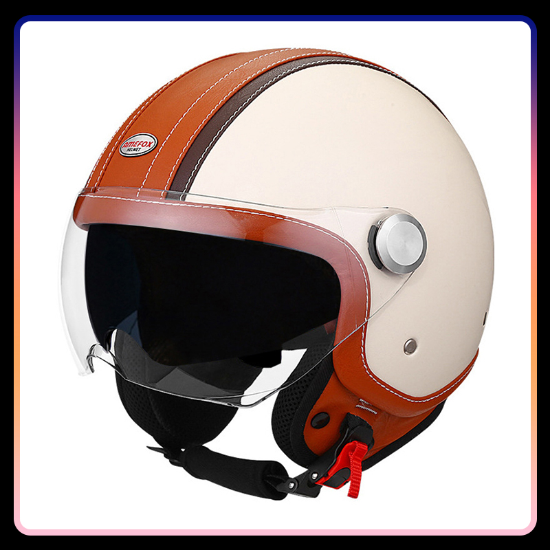 Vintage Open Face Retro Helmet - Casco de motocicleta de cara abierta