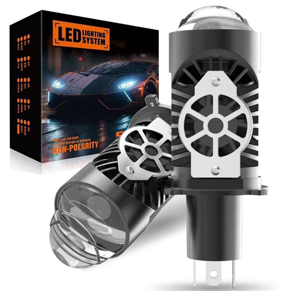 Universal Motorcycle Led Headlight Projector - Lente de proyector H4, bombillas LED