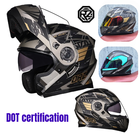 Dual Visor Motorcycle Racing Helmet - Orz-casco de motocicleta con doble visera,