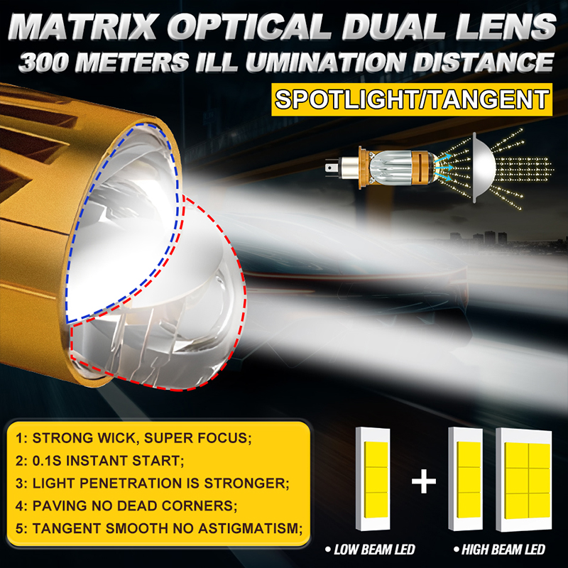 Bombilla LED H4 de 5000W para  - Universal Motorcycle Led Headlight Projector reseña y precio