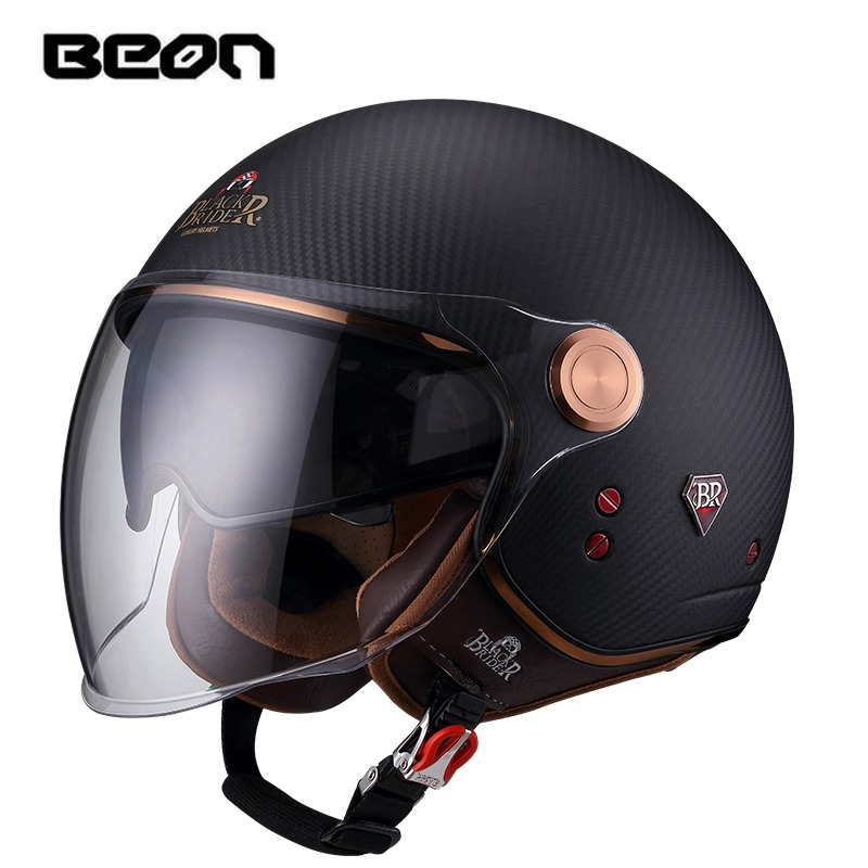 BEON BR-20 fibra de carbono 3/ - Vintage Open Face Retro Helmet reseña y precio
