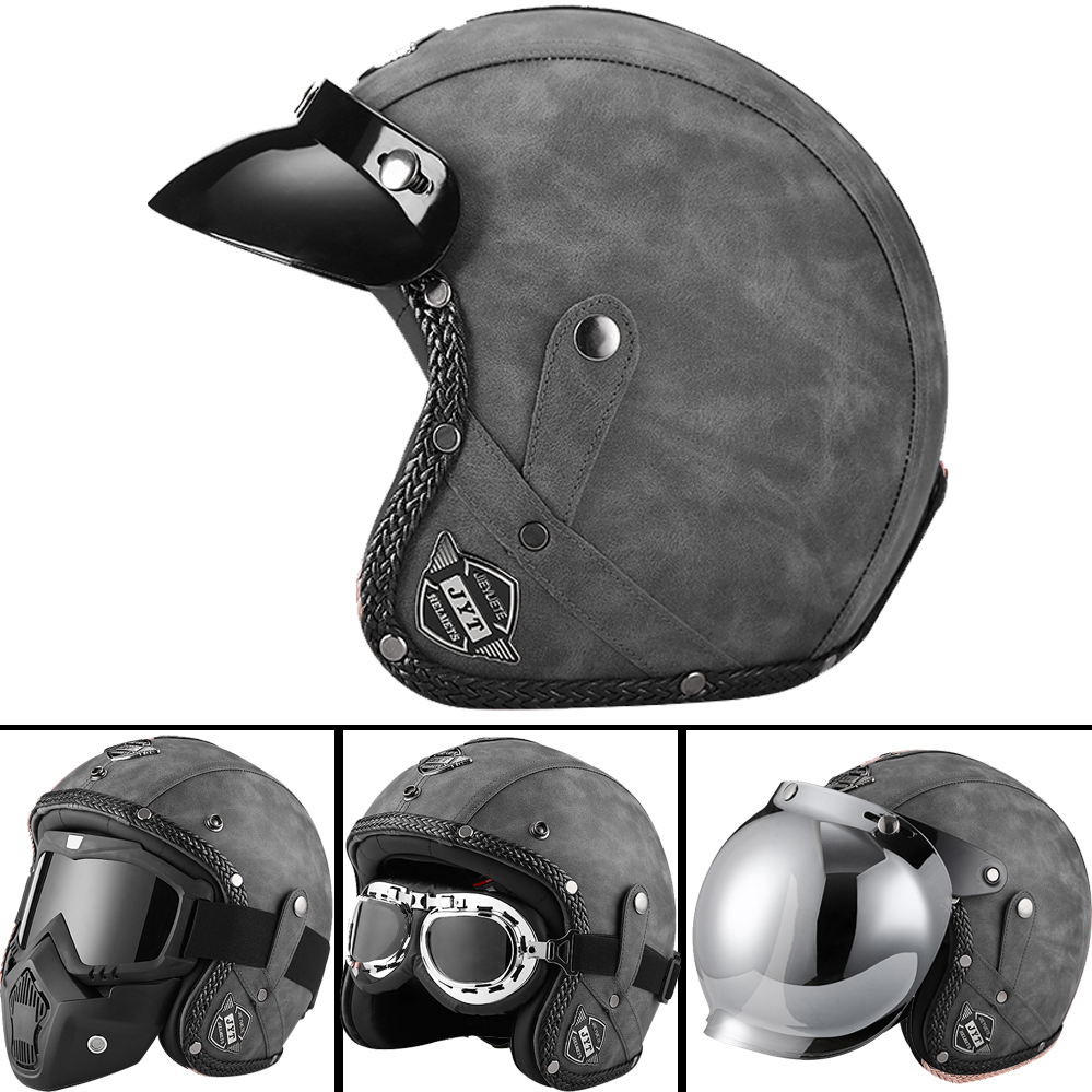 DOT 3/4 cascos De motocicleta  - Vintage Open Face Retro Helmet reseña y precio