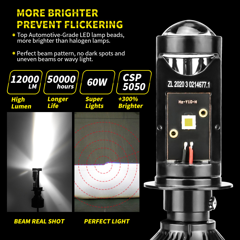 Mini lente de faro de coche H4 - Universal Motorcycle Led Headlight Projector reseña y precio