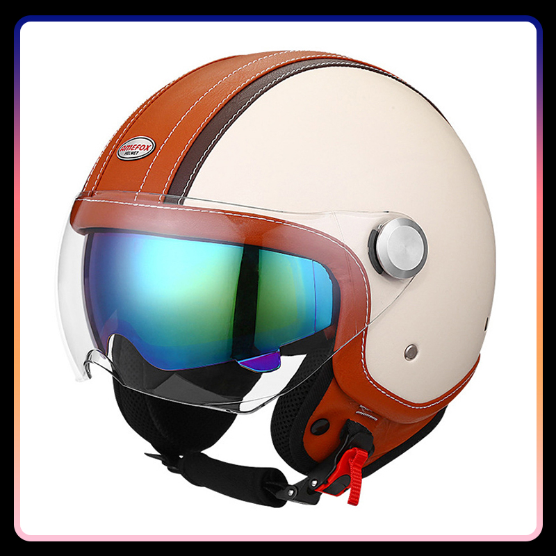 Casco de motocicleta de cara a - Vintage Open Face Retro Helmet reseña y precio