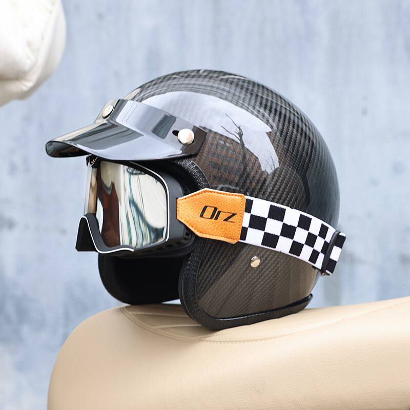 Casco de Motocicleta Vintage d - Carbon Fiber Lightweight Motorcycle Helmet reseña y precio